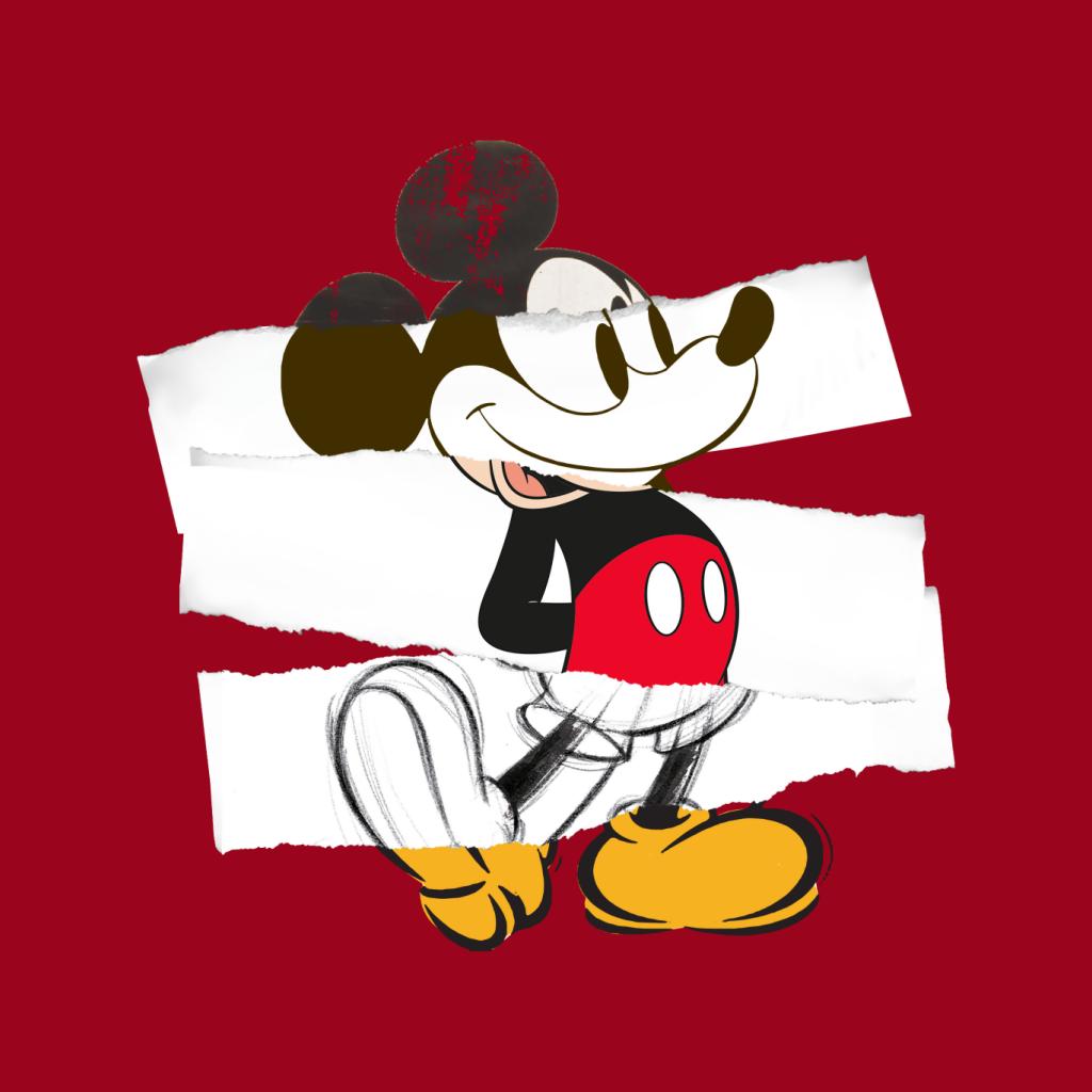 Disney Mickey Mouse Paper Rip Collage Art Men's Sweatshirt-ALL + EVERY