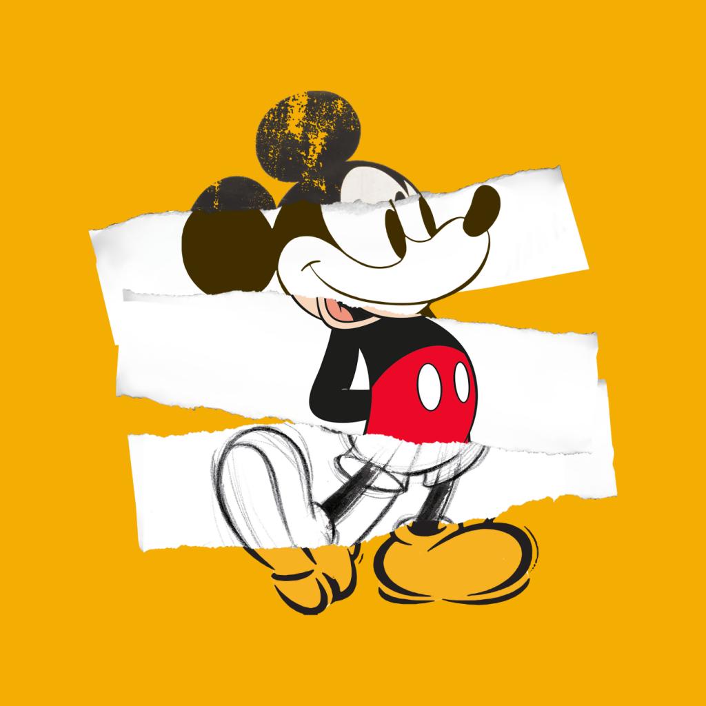 Disney Mickey Mouse Paper Rip Collage Art Women's Sweatshirt-ALL + EVERY