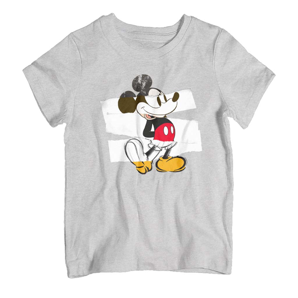 Disney Mickey Mouse Paper Rip Collage Art Kid's T-Shirt-ALL + EVERY