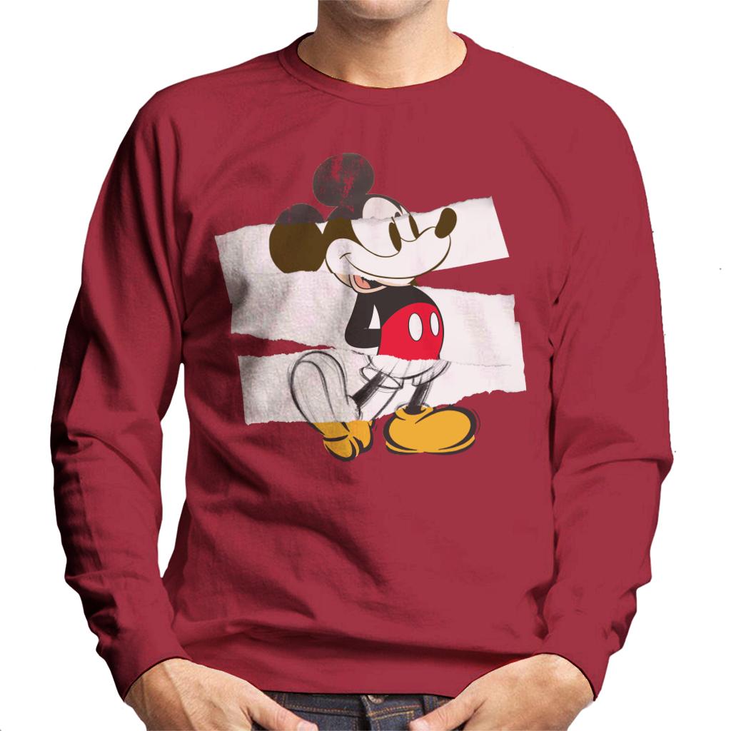 Disney Mickey Mouse Paper Rip Collage Art Men's Sweatshirt-ALL + EVERY