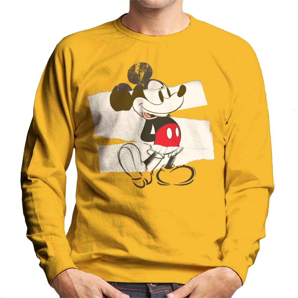 Disney Mickey Mouse Paper Rip Collage Art Men's Sweatshirt-ALL + EVERY