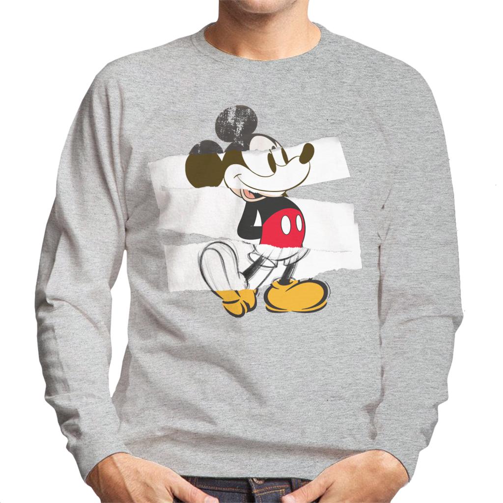 Disney Mickey Mouse Paper Rip Collage Art Men's Sweatshirt-ALL + EVERY