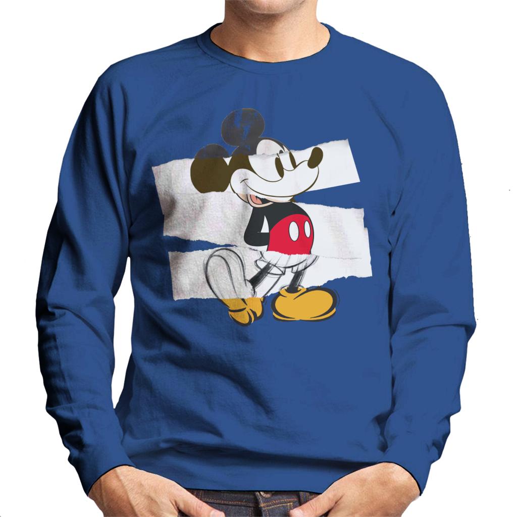 Disney Mickey Mouse Paper Rip Collage Art Men's Sweatshirt-ALL + EVERY