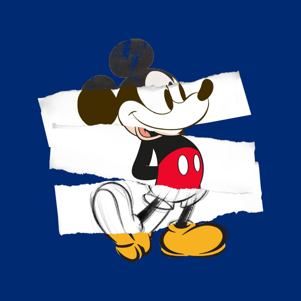 Disney Mickey Mouse Paper Rip Collage Art Women's Sweatshirt-ALL + EVERY