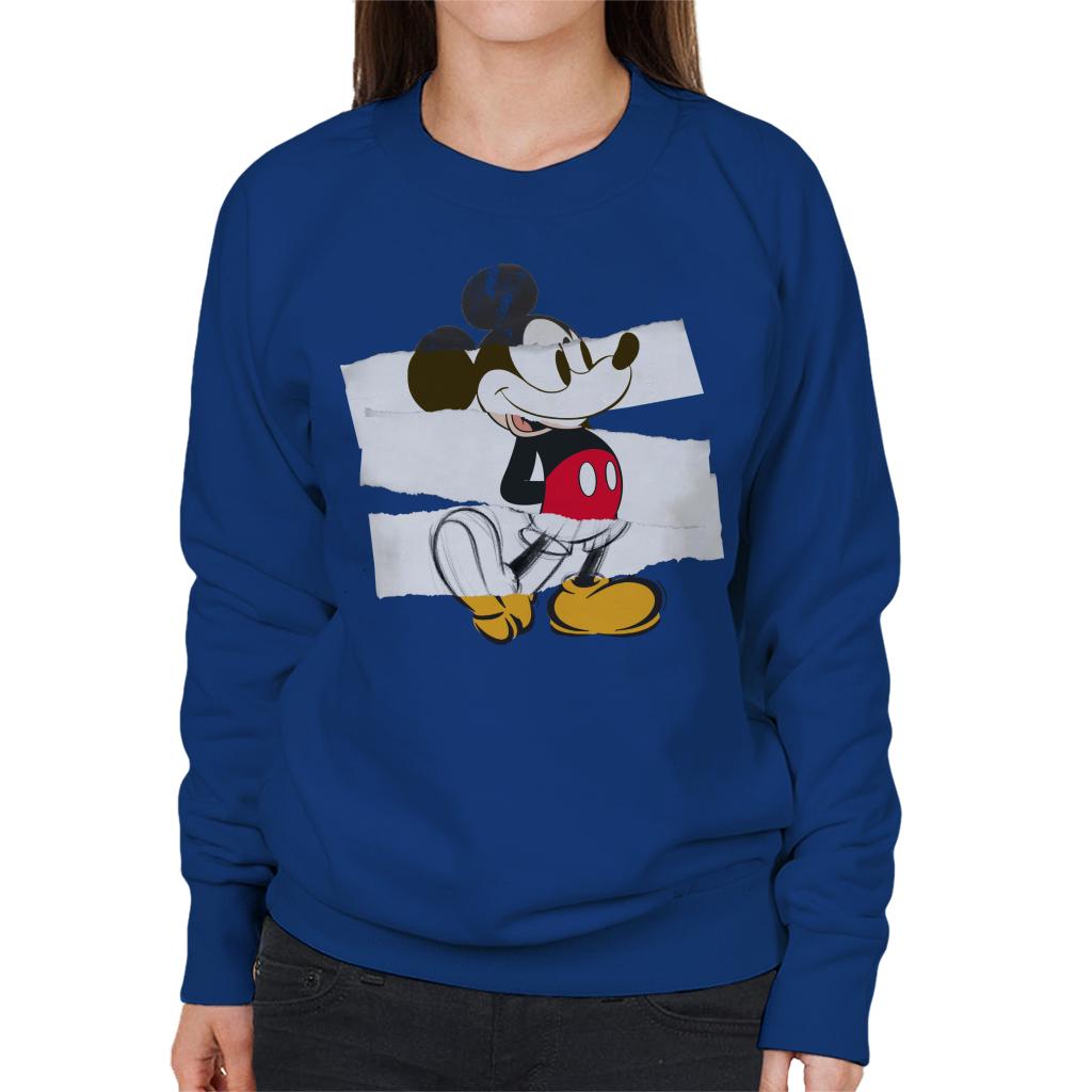 Disney Mickey Mouse Paper Rip Collage Art Women's Sweatshirt-ALL + EVERY