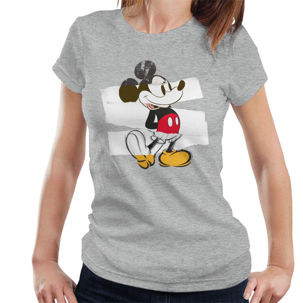 Disney Mickey Mouse Paper Rip Collage Art Women's T-Shirt-ALL + EVERY