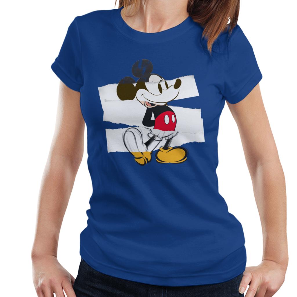 Disney Mickey Mouse Paper Rip Collage Art Women's T-Shirt-ALL + EVERY