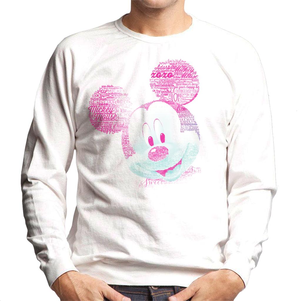 Disney Mickey Mouse Pink Text Head Men's Sweatshirt-ALL + EVERY