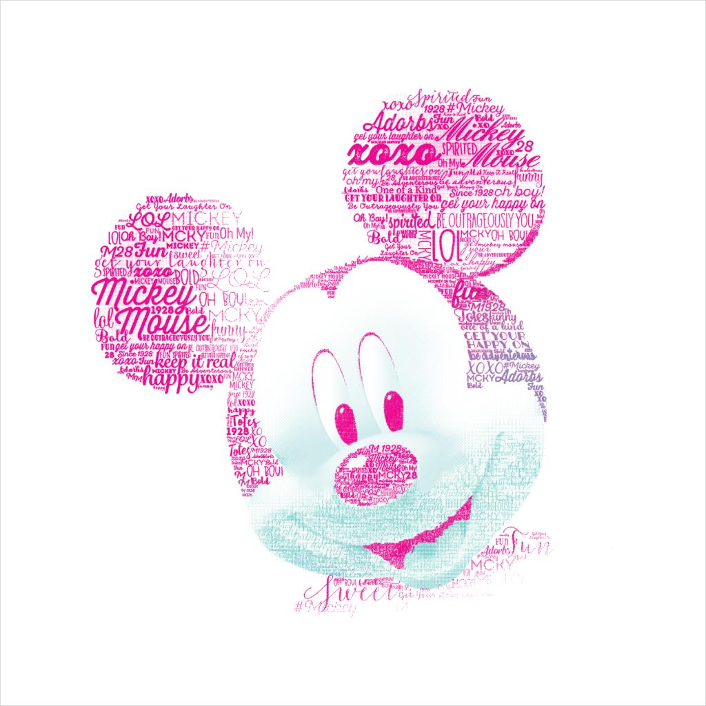 Disney Mickey Mouse Pink Text Head Women's T-Shirt-ALL + EVERY