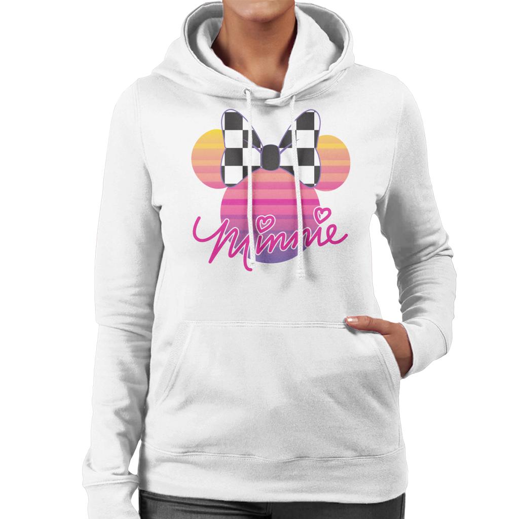 Disney Minnie Mouse Retrowave Head Women's Hooded Sweatshirt-ALL + EVERY