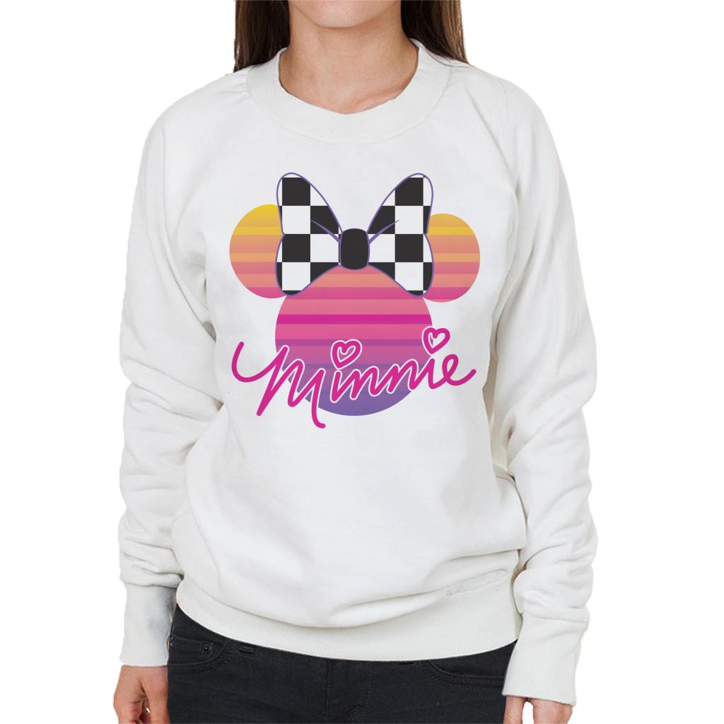 Disney Minnie Mouse Retrowave Head Women's Sweatshirt-ALL + EVERY