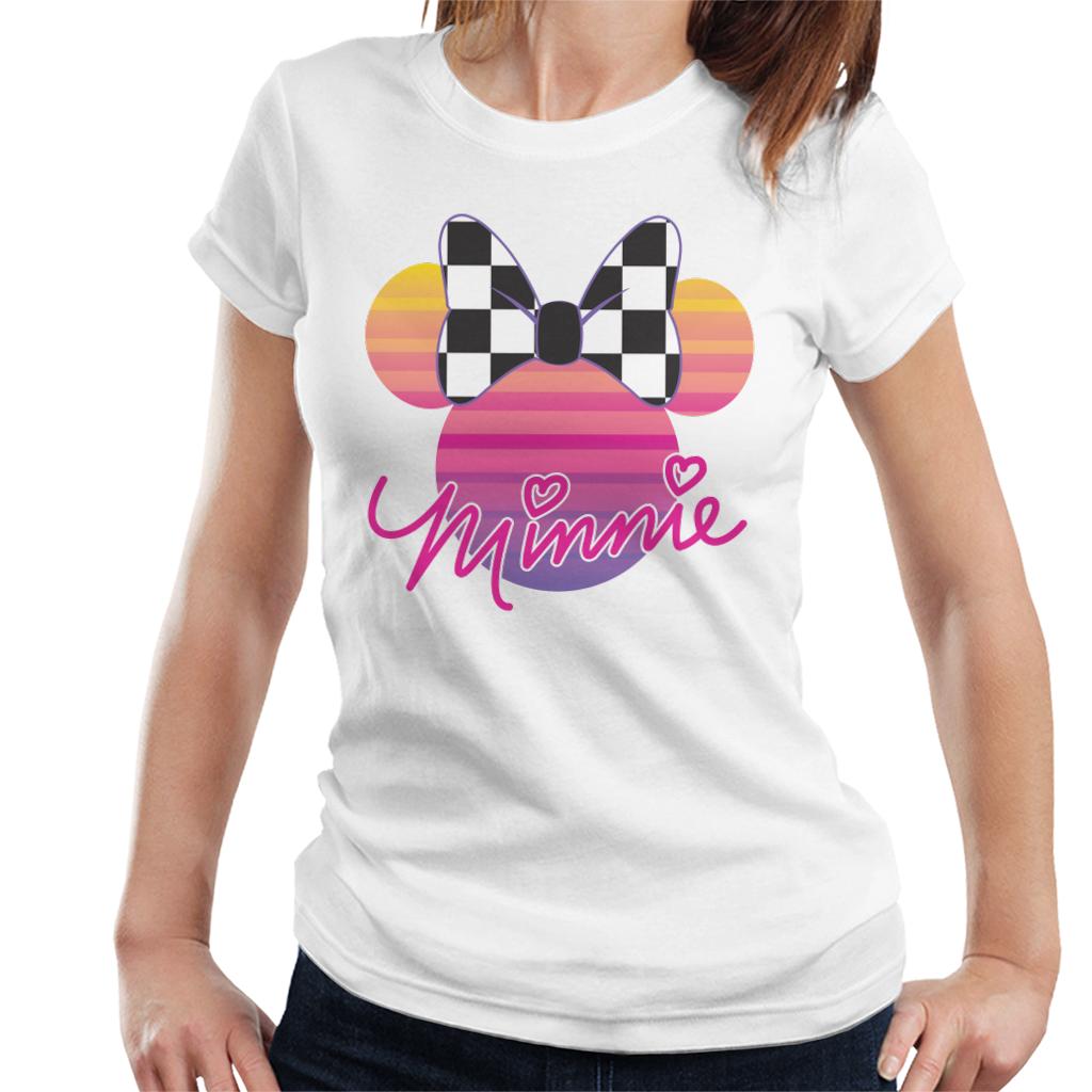 Disney Minnie Mouse Retrowave Head Women's T-Shirt-ALL + EVERY