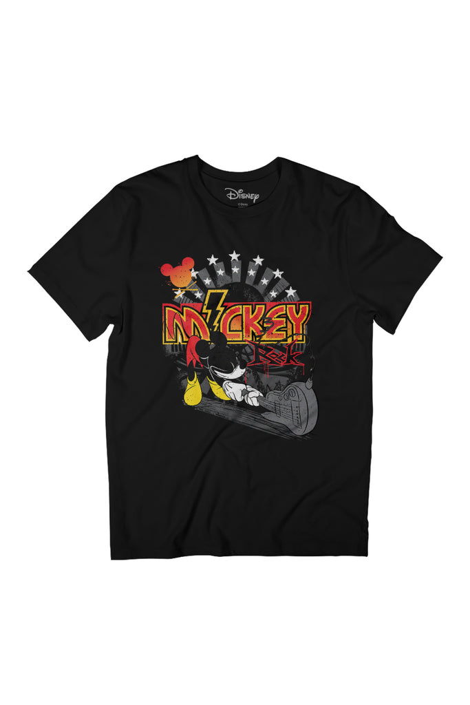 Disney Mickey Mouse Rock Band Guitar Smash Women's Relaxed Fit T-Shirt-ALL + EVERY