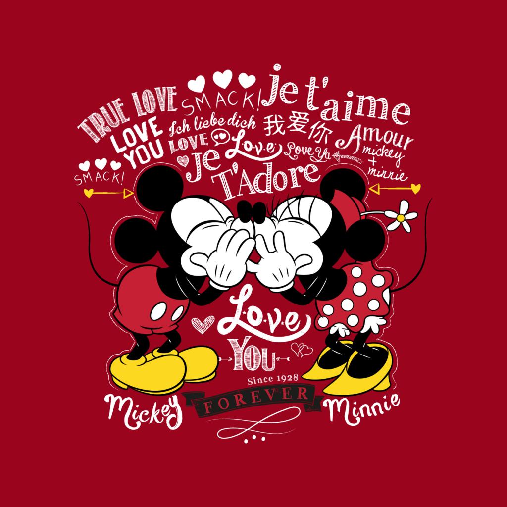Disney Mickey Minnie Mouse Love You Forever Valentines Day Women's Hooded Sweatshirt-ALL + EVERY