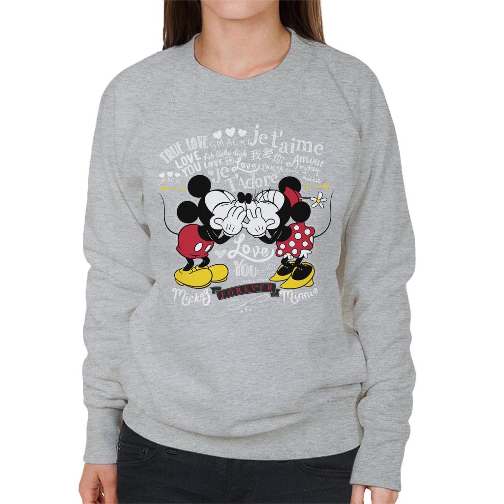 Disney Mickey Minnie Mouse Love You Forever Valentines Day Women's Sweatshirt-ALL + EVERY