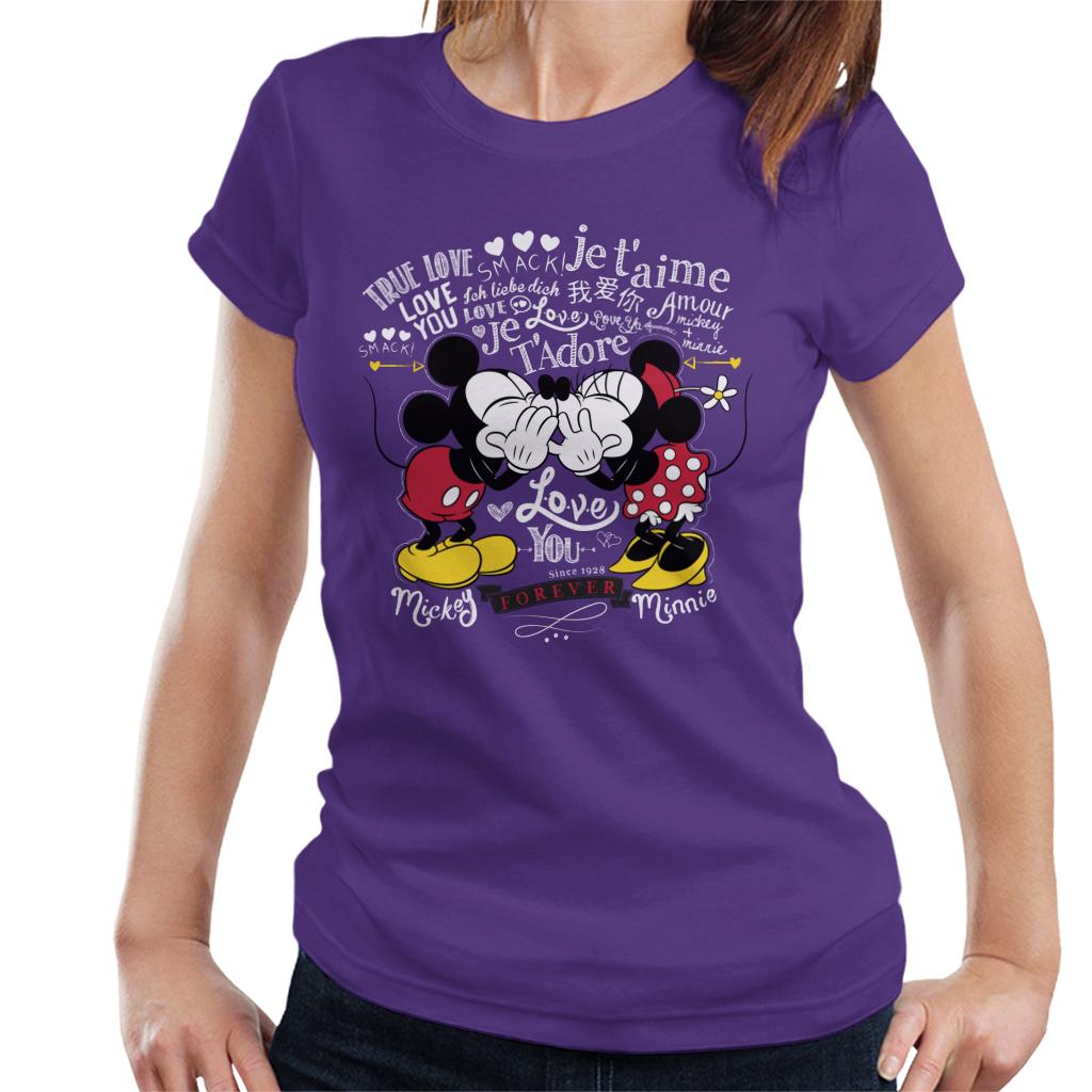 Disney Mickey Minnie Mouse Love You Forever Valentines Day Women's T-Shirt-ALL + EVERY