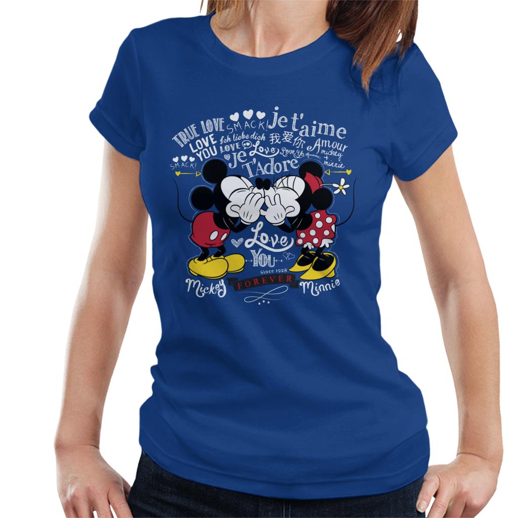 Disney Mickey Minnie Mouse Love You Forever Valentines Day Women's T-Shirt-ALL + EVERY