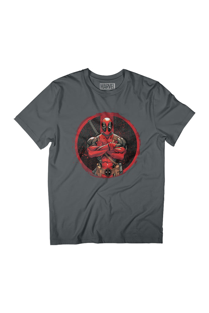 Marvel Deadpool Blood Splatter Arms Folded Women's Relaxed Fit T-Shirt-ALL + EVERY