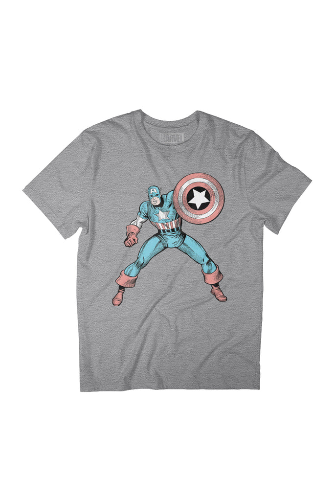 Marvel Comic Captain America Shield Pose Women's Relaxed Fit T-Shirt-ALL + EVERY