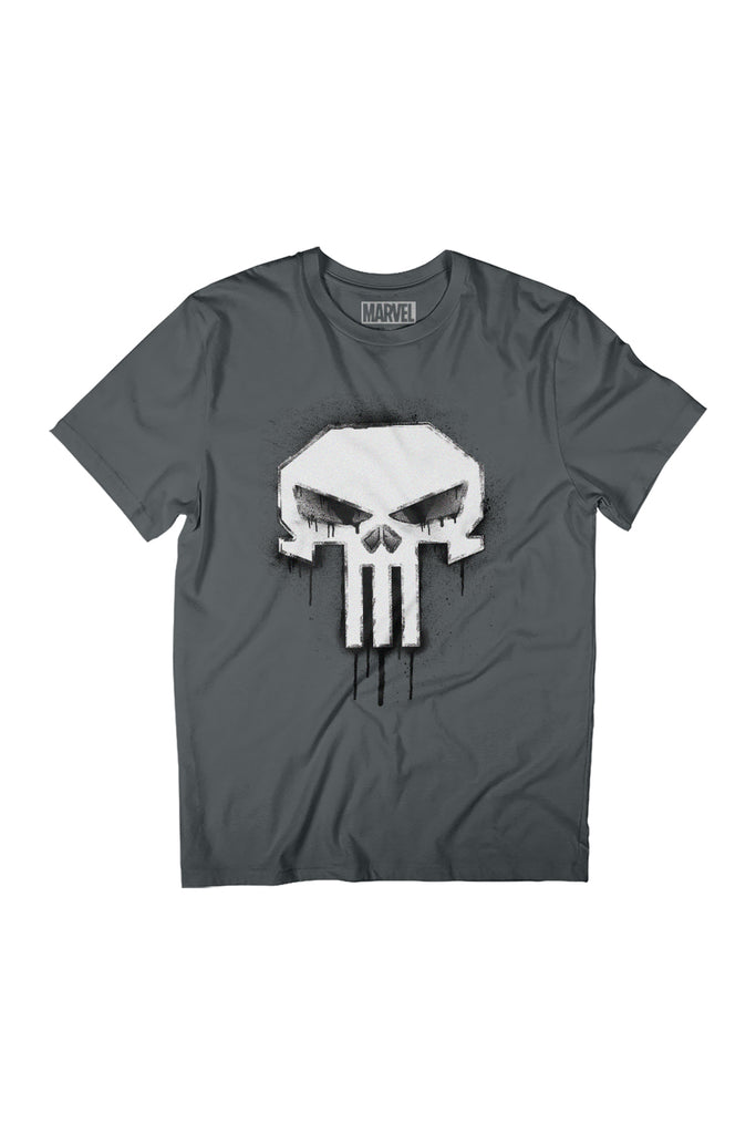 Marvel The Punisher Classic Paint Drip Skull Logo Women's Relaxed Fit T-Shirt-ALL + EVERY