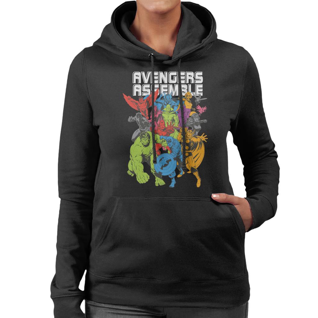 Marvel Avengers Assemble Comic Book Colour Art Women's Hooded Sweatshirt-ALL + EVERY