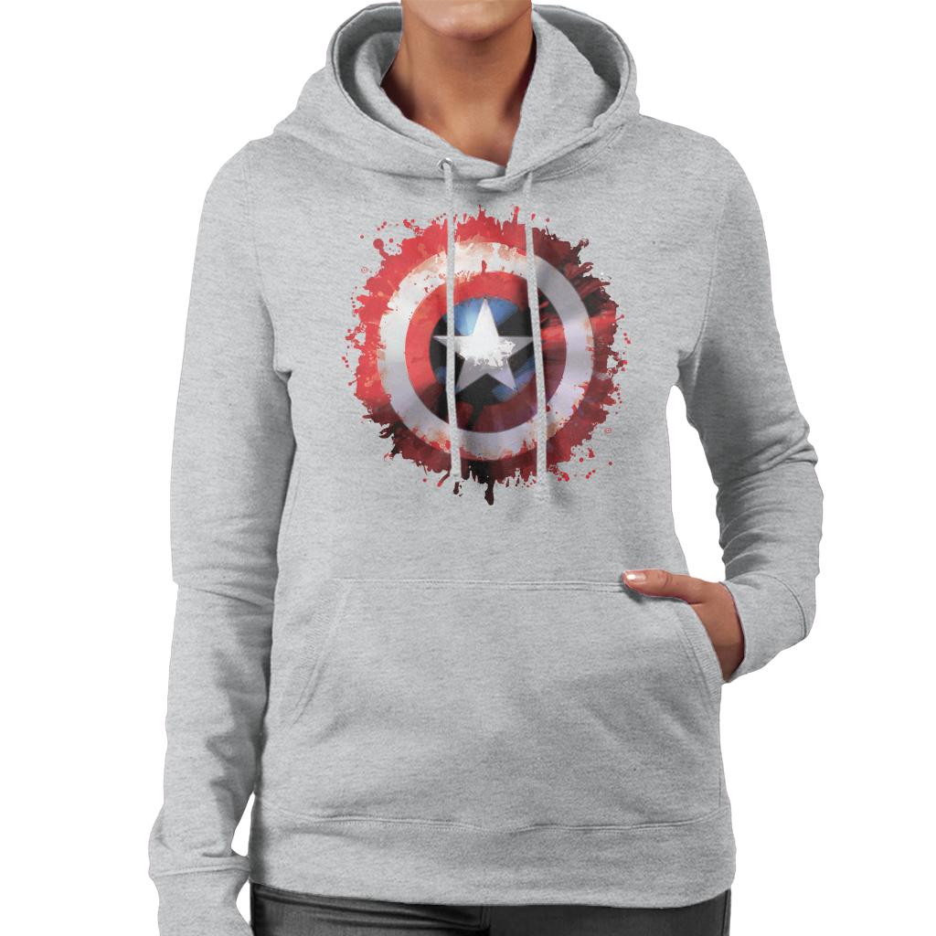 Marvel Captain America Shield Paint Splat Avengers Women's Hooded Sweatshirt-ALL + EVERY