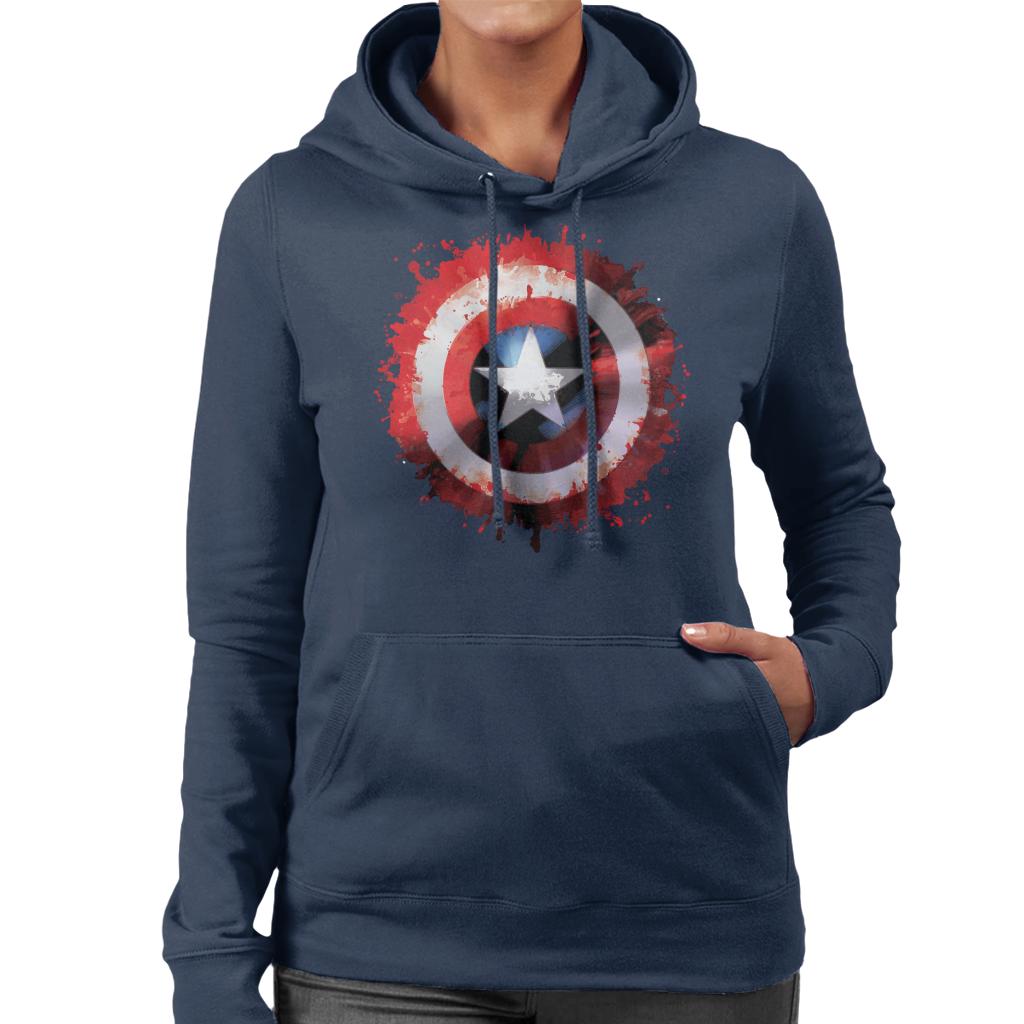 Marvel Captain America Shield Paint Splat Avengers Women's Hooded Sweatshirt-ALL + EVERY