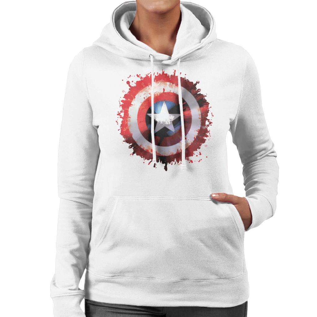 Marvel Captain America Shield Paint Splat Avengers Women's Hooded Sweatshirt-ALL + EVERY