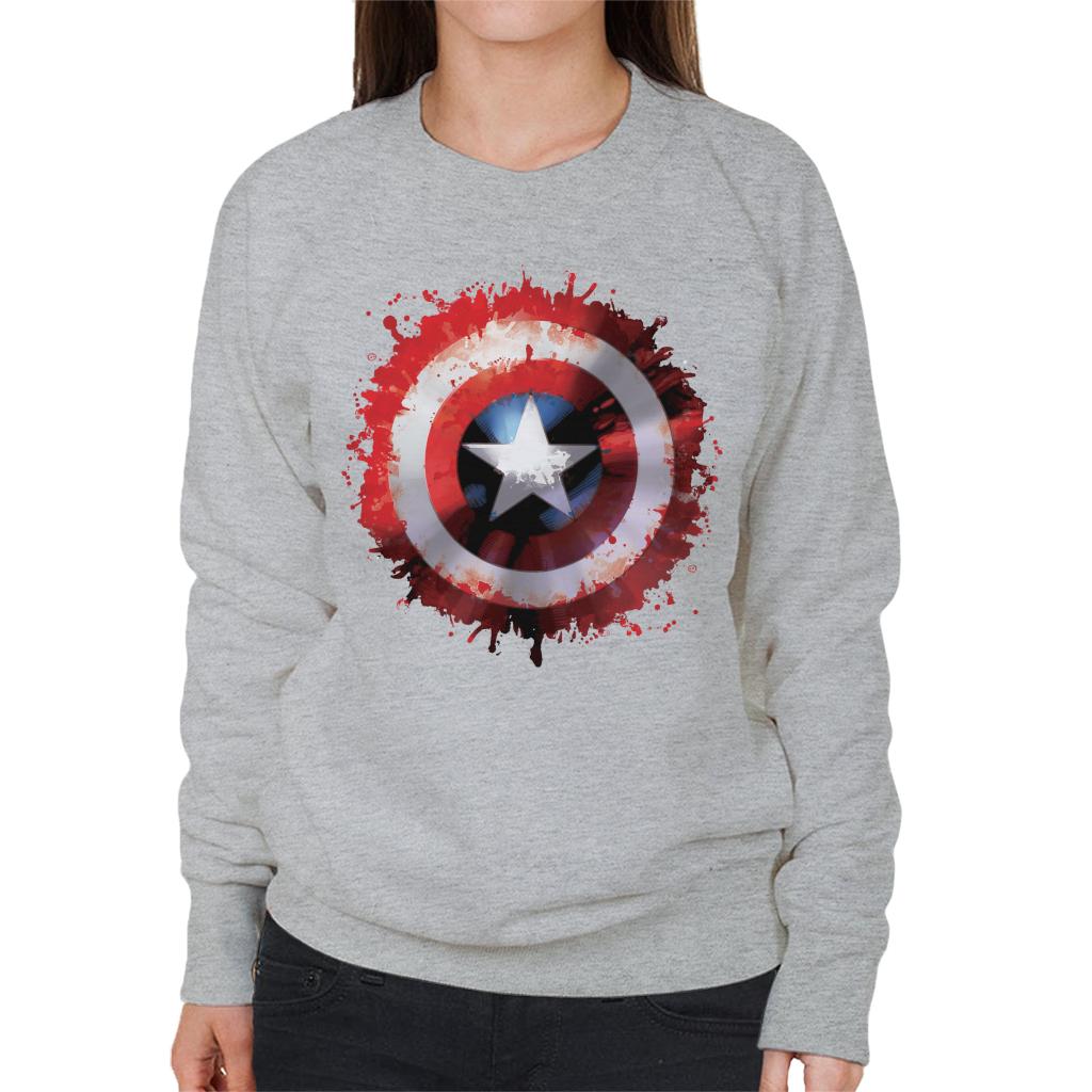 Marvel Captain America Shield Paint Splat Avengers Women's Sweatshirt-ALL + EVERY