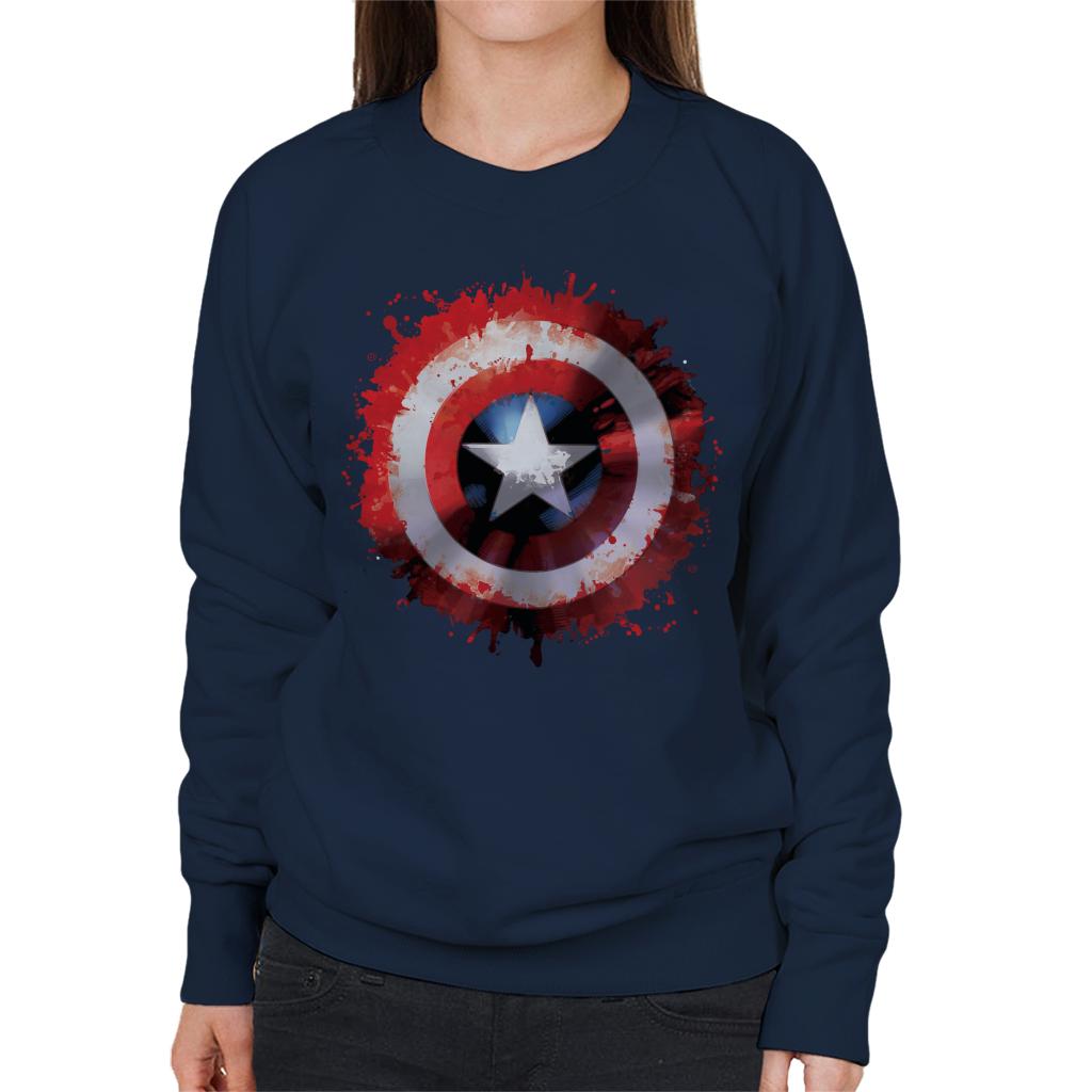 Marvel Captain America Shield Paint Splat Avengers Women's Sweatshirt-ALL + EVERY