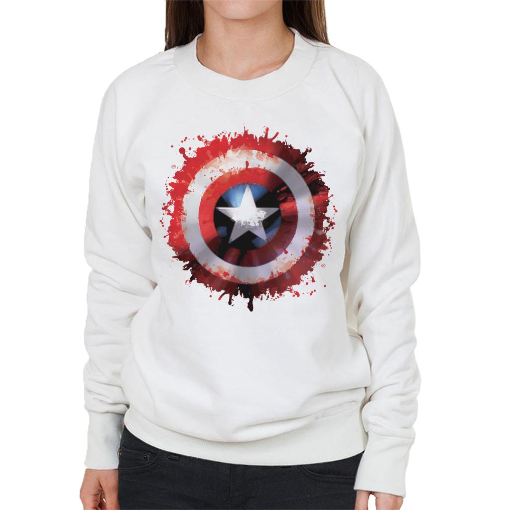Marvel Captain America Shield Paint Splat Avengers Women's Sweatshirt-ALL + EVERY