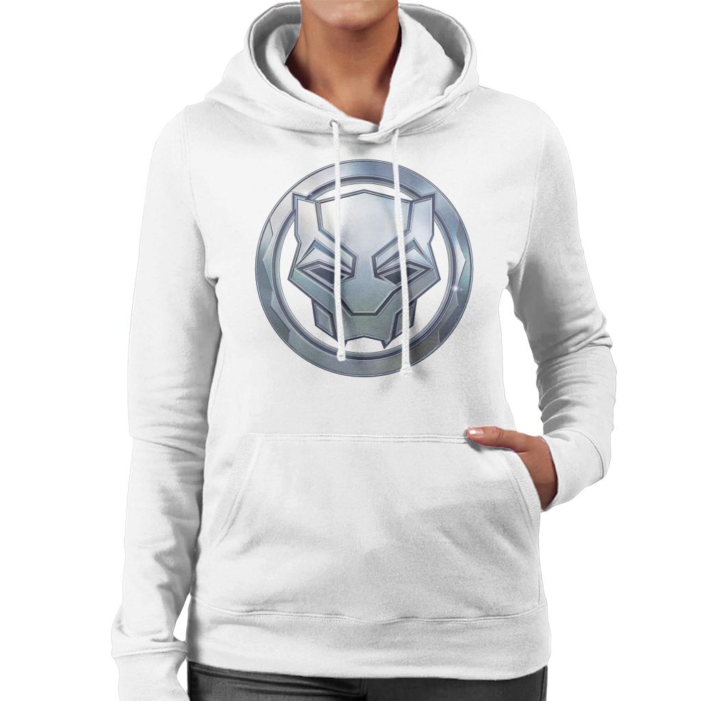 Marvel Black Panther Steel Mask Logo Women's Hooded Sweatshirt-ALL + EVERY