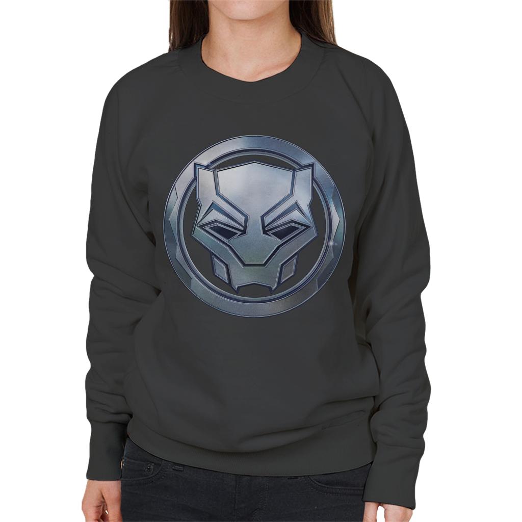 Marvel Black Panther Steel Mask Logo Women's Sweatshirt-ALL + EVERY