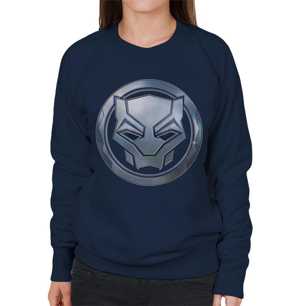 Marvel Black Panther Steel Mask Logo Women's Sweatshirt-ALL + EVERY