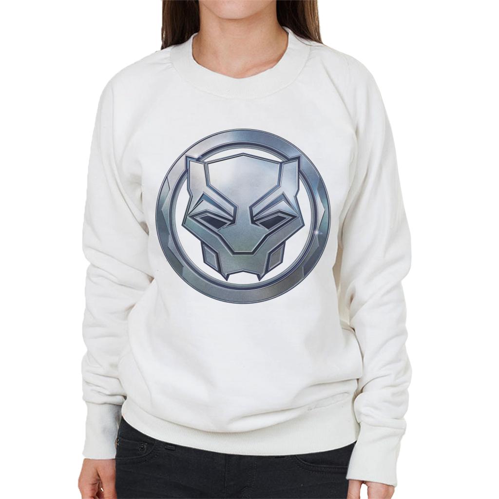 Marvel Black Panther Steel Mask Logo Women's Sweatshirt-ALL + EVERY