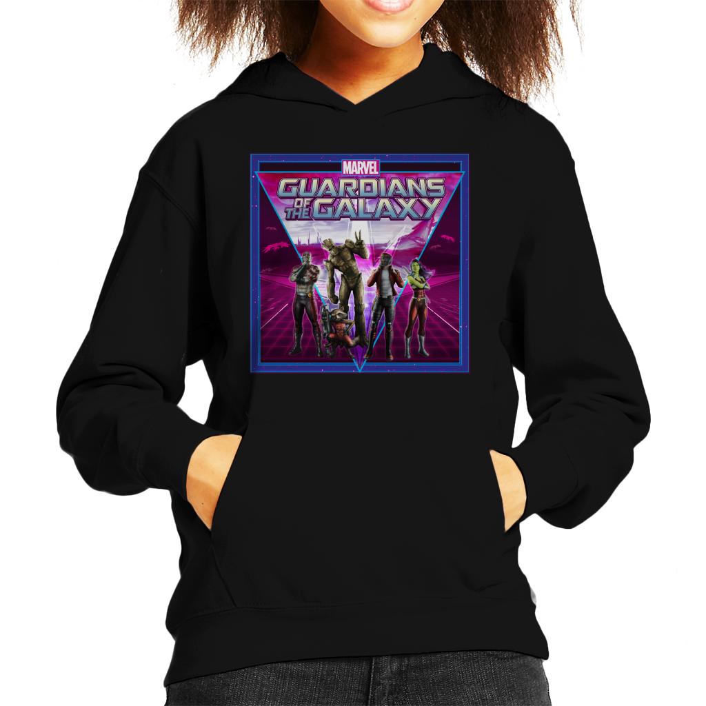 Marvel Guardians Of The Galaxy Star Lord And Co Retro Wave Kid's Hooded Sweatshirt-ALL + EVERY