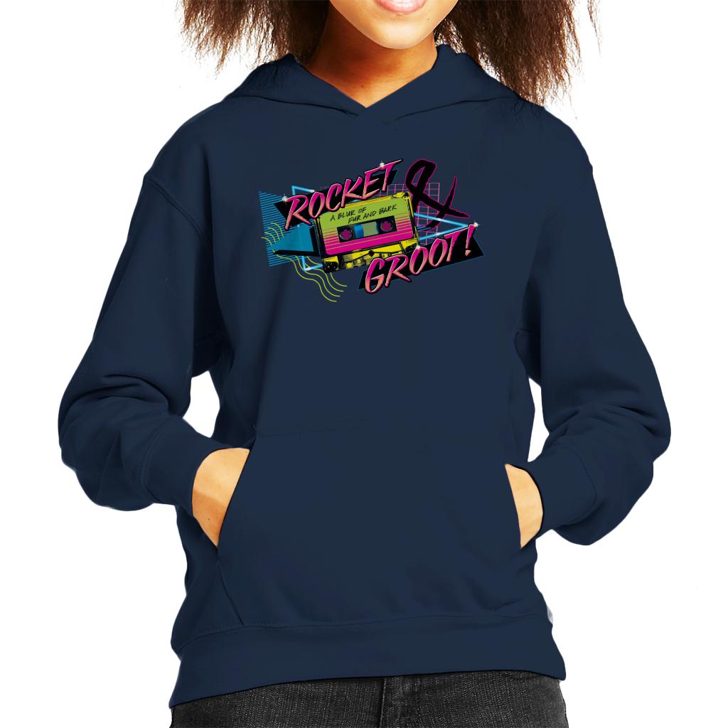 Marvel Guardians Of The Galaxy Rocket And Groot Retro Cassette Tape Kid's Hooded Sweatshirt-ALL + EVERY