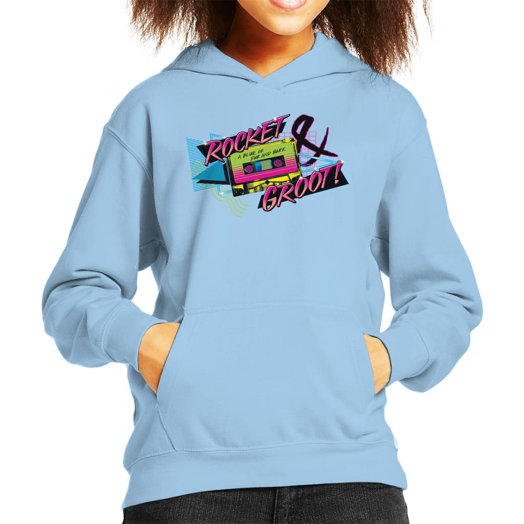 Marvel Guardians Of The Galaxy Rocket And Groot Retro Cassette Tape Kid's Hooded Sweatshirt-ALL + EVERY