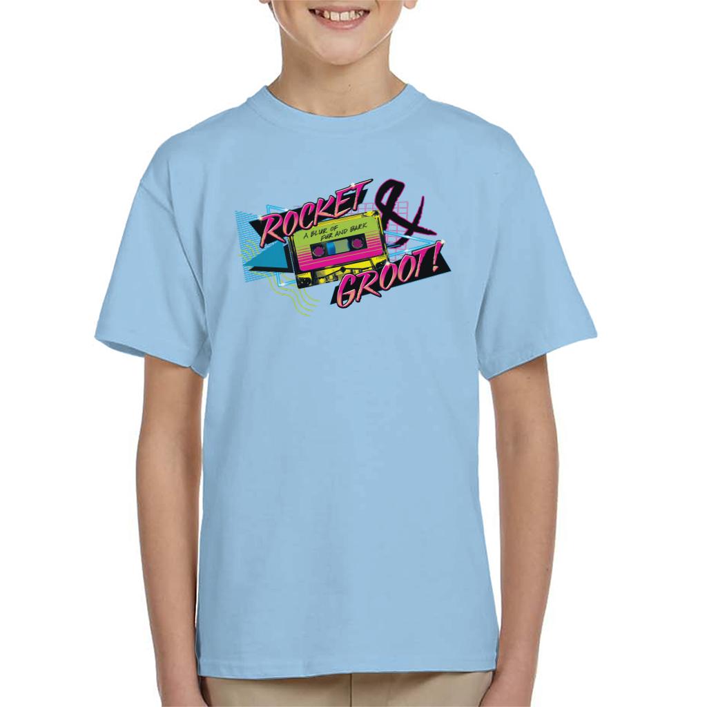 Marvel Guardians Of The Galaxy Rocket And Groot Retro Cassette Tape Kid's T-Shirt-ALL + EVERY