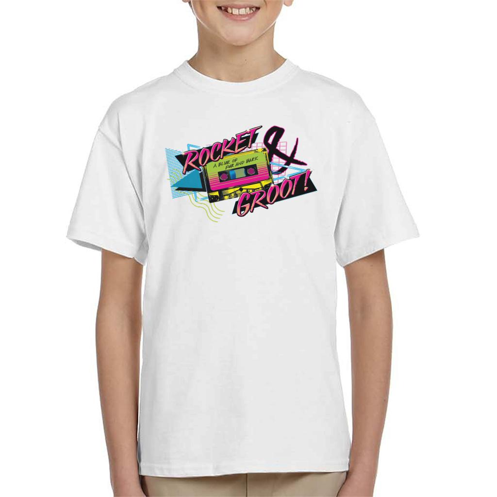 Marvel Guardians Of The Galaxy Rocket And Groot Retro Cassette Tape Kid's T-Shirt-ALL + EVERY
