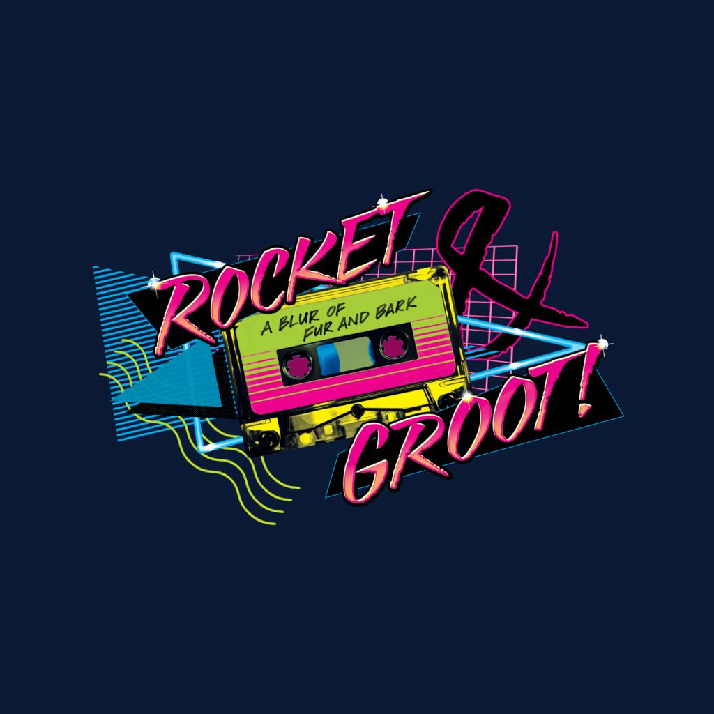 Marvel Guardians Of The Galaxy Rocket And Groot Retro Cassette Tape Kid's T-Shirt-ALL + EVERY