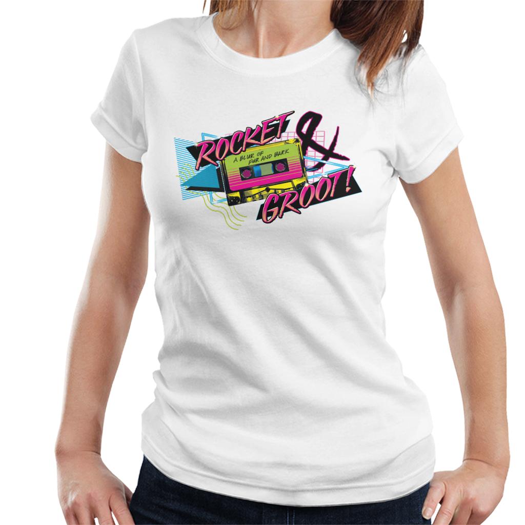 Marvel Guardians Of The Galaxy Rocket And Groot Retro Cassette Tape Women's T-Shirt-ALL + EVERY
