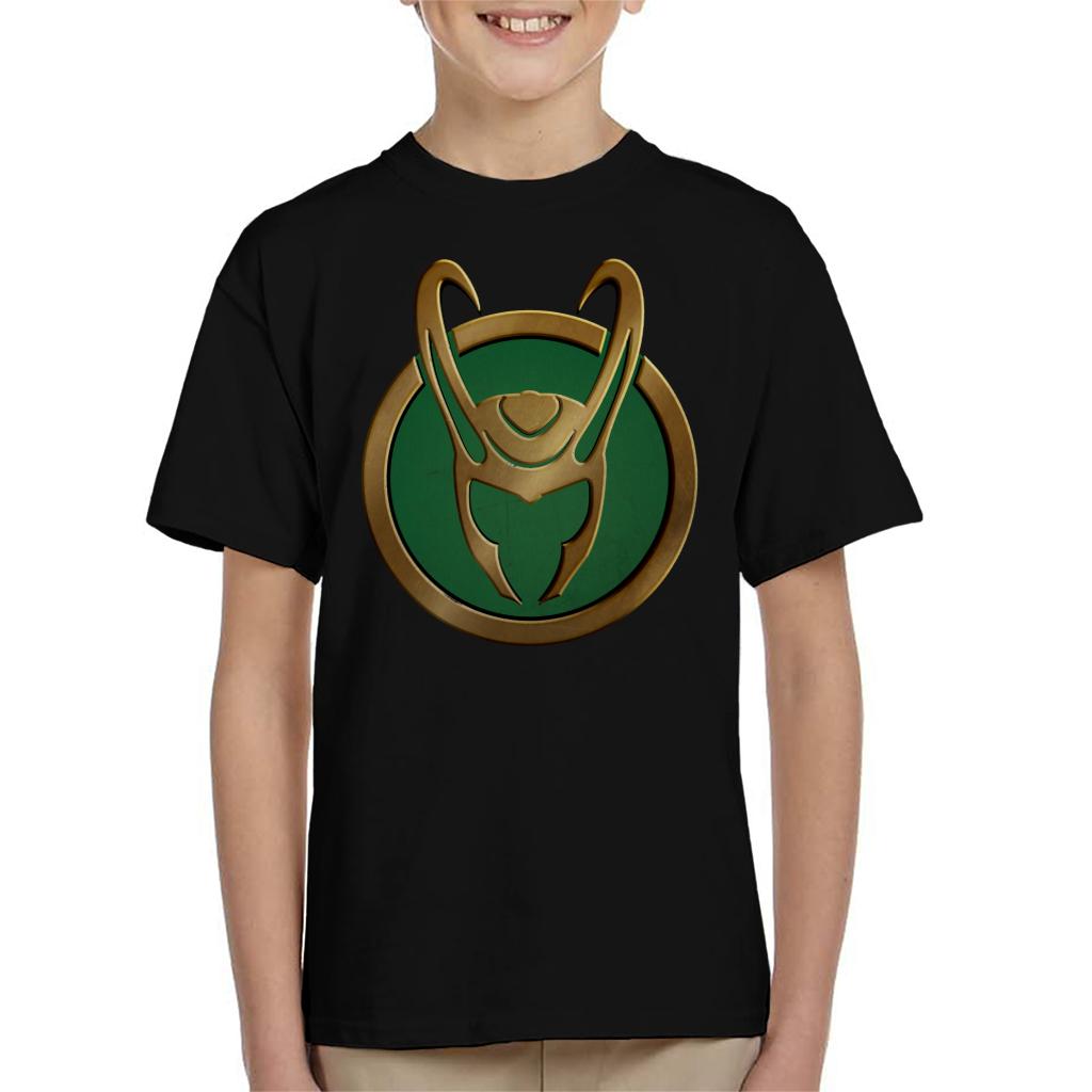 Marvel Loki Gold Horns Helmet Logo Kid's T-Shirt-ALL + EVERY