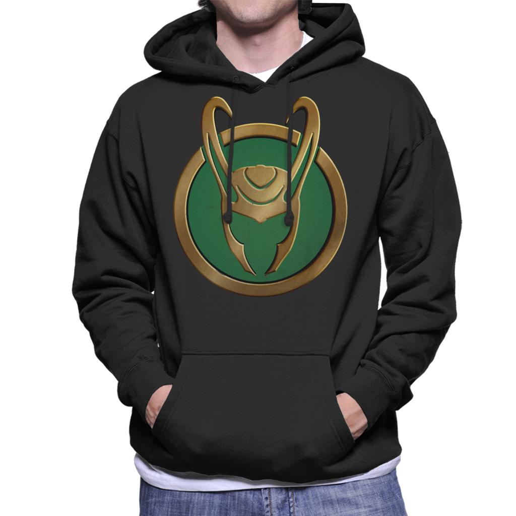 Marvel Loki Gold Horns Helmet Logo Men's Hooded Sweatshirt-ALL + EVERY