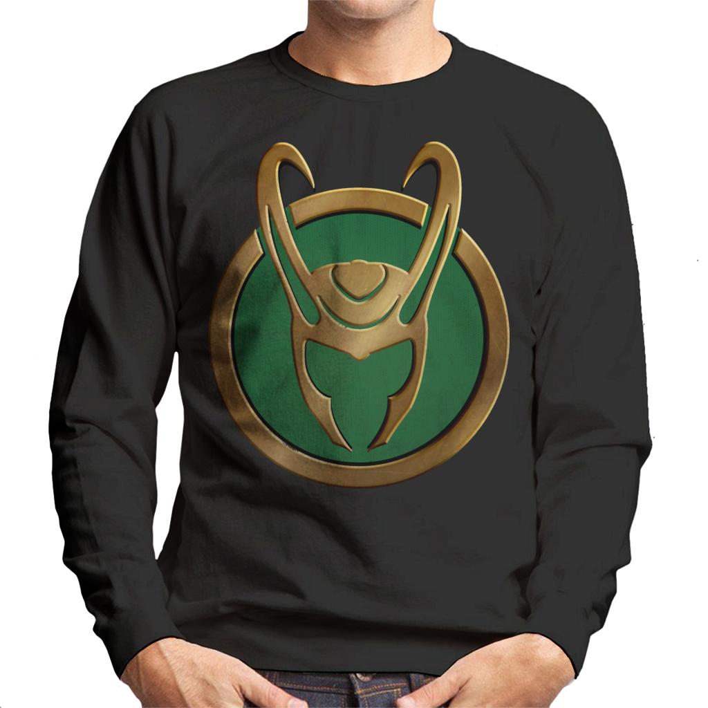 Marvel Loki Gold Horns Helmet Logo Men's Sweatshirt-ALL + EVERY