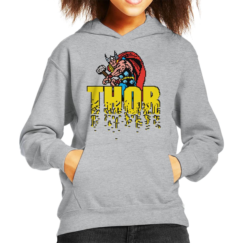 Marvel Thor Retro Pixelated Video Game Avengers Kid's Hooded Sweatshirt-ALL + EVERY