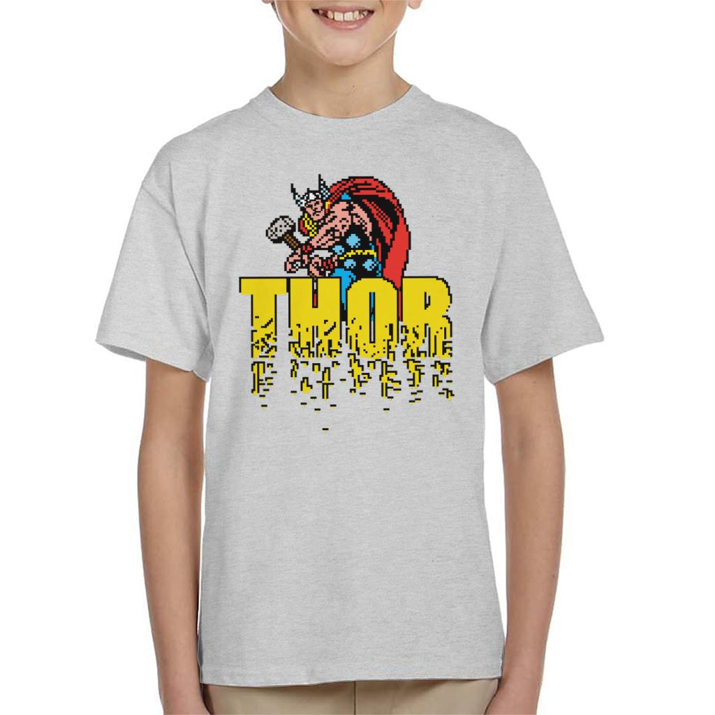 Marvel Thor Retro Pixelated Video Game Avengers Kid's T-Shirt-ALL + EVERY