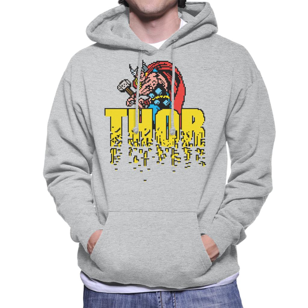 Marvel Thor Retro Pixelated Video Game Avengers Men's Hooded Sweatshirt-ALL + EVERY