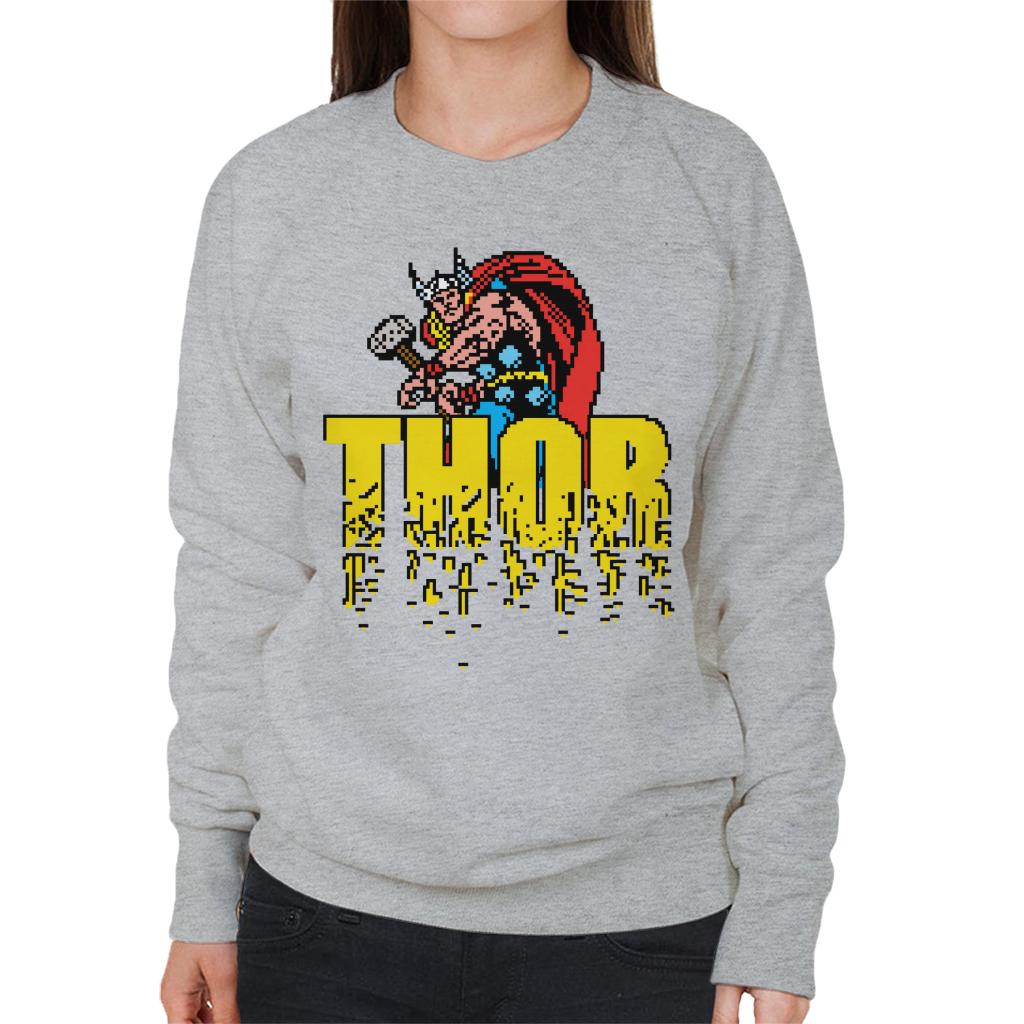 Marvel Thor Retro Pixelated Video Game Avengers Women's Sweatshirt-ALL + EVERY