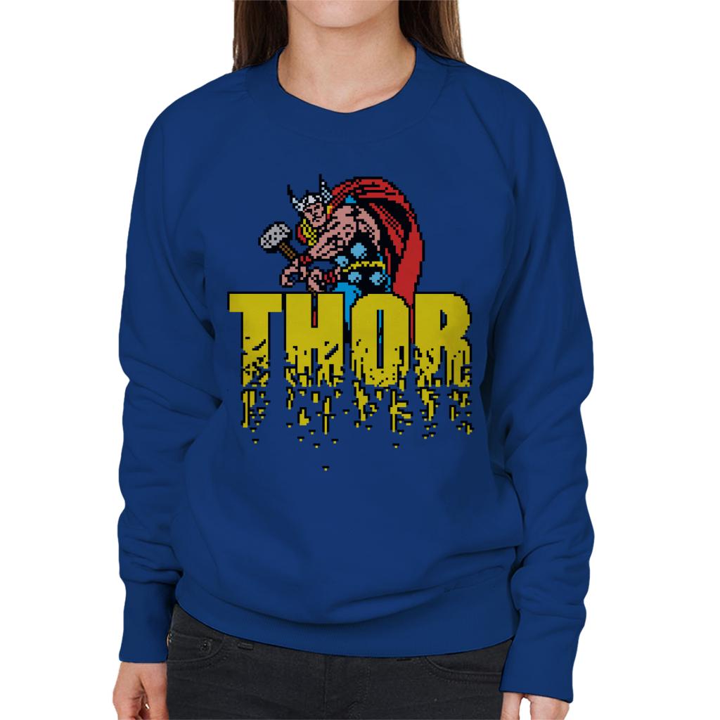 Marvel Thor Retro Pixelated Video Game Avengers Women's Sweatshirt-ALL + EVERY